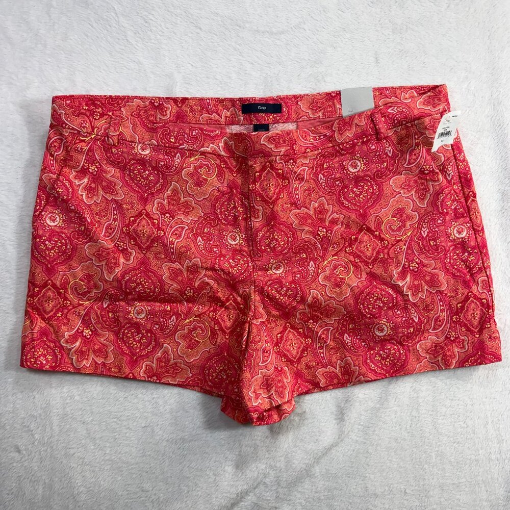 NWT Gap 14 Red Paisley Low Rise Shorts Casual Summer Boho Preppy Vaca‎ Travel